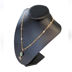 Hand Crafted Gold & Iridescent Abalone Pendant Necklace